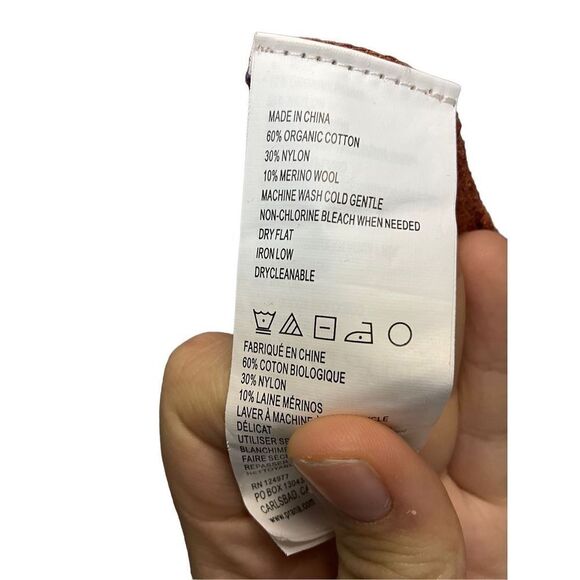 Prana V Neck Orange Striped Waffle Knit - Picture 9 of 10